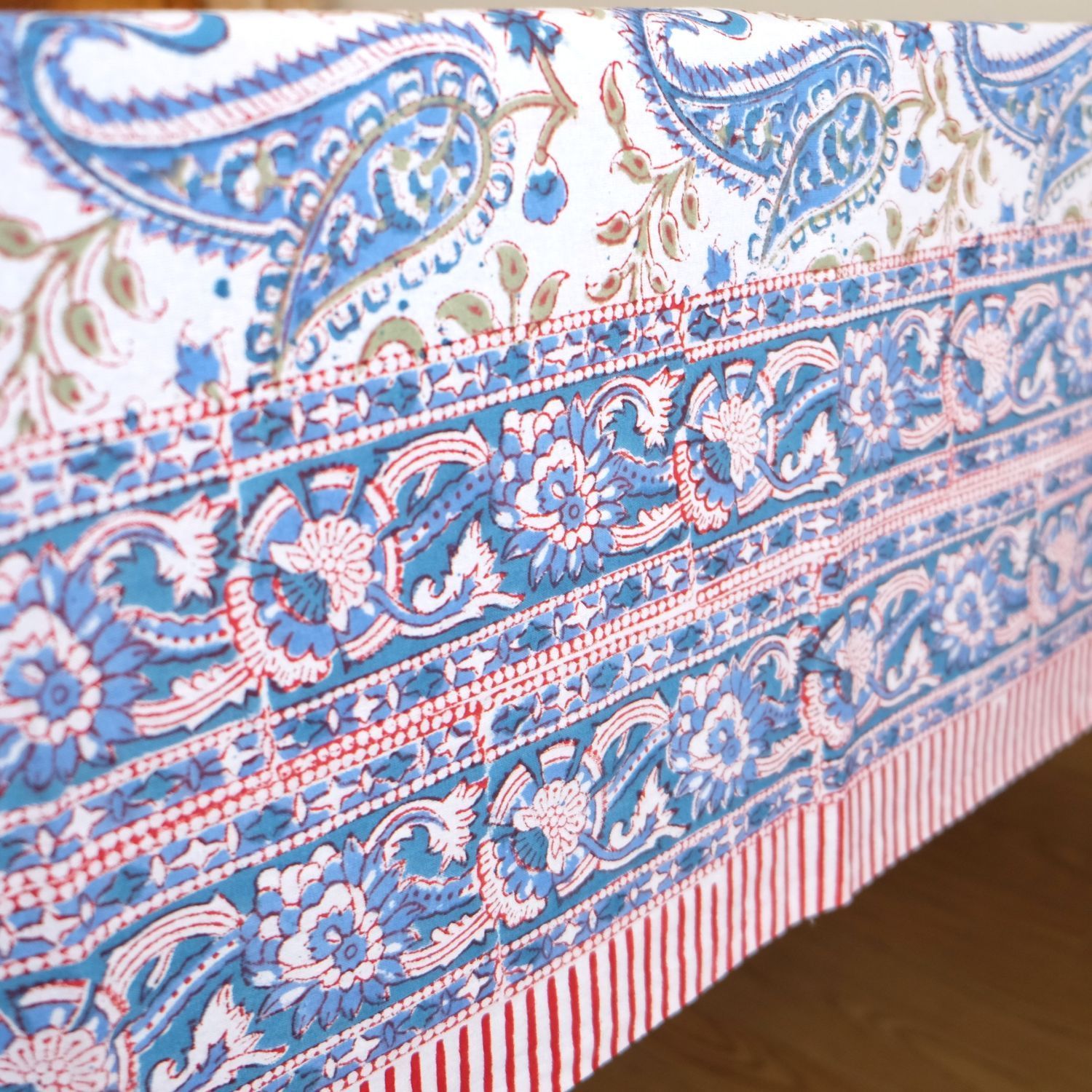 マルチクロス 約152×228㎝ インド綿 ブロックプリント ブルー