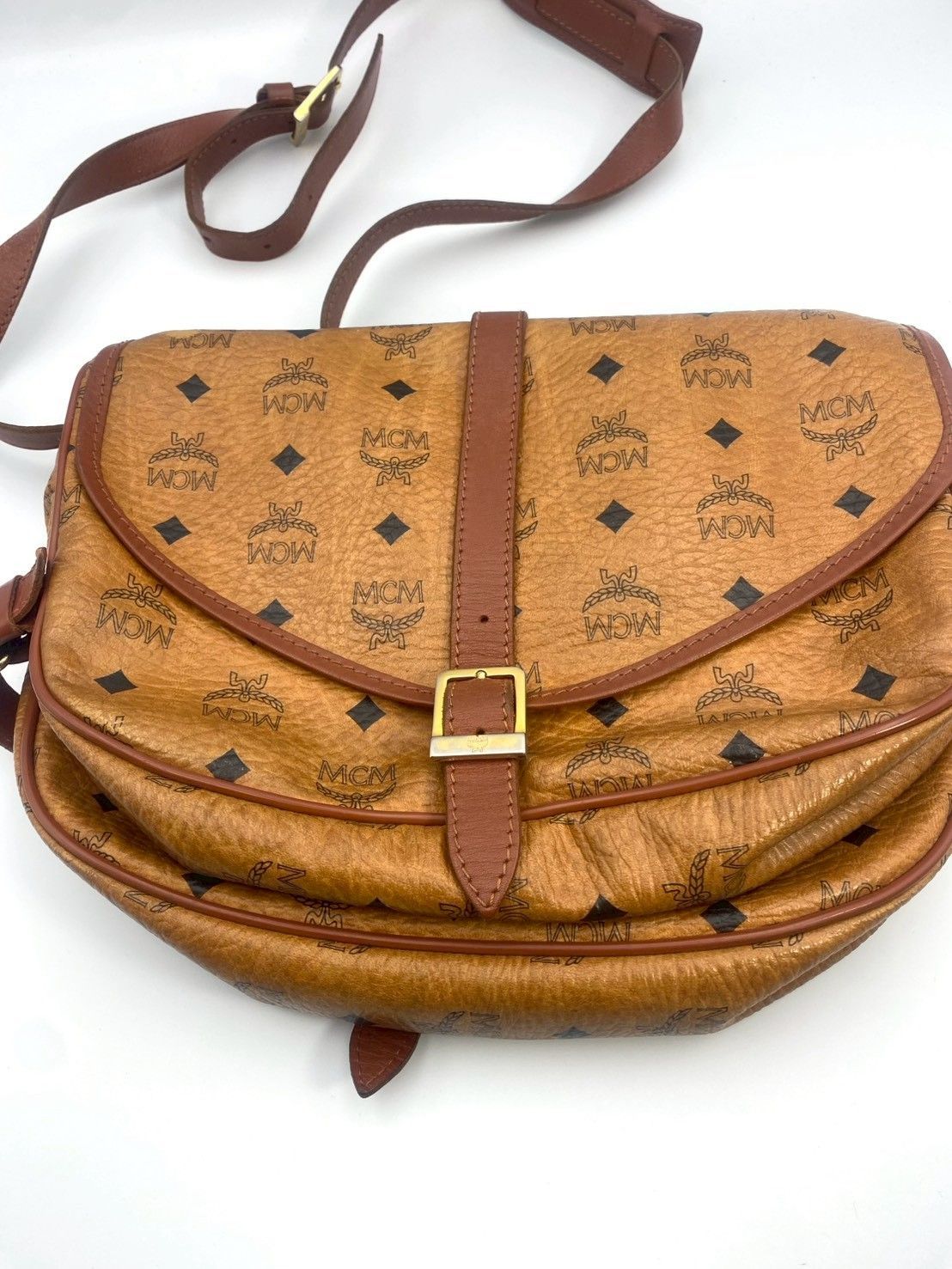 MCM エムシーエム ショルダーバッグ ヴィセトス柄 本革 ブラウン 斜め