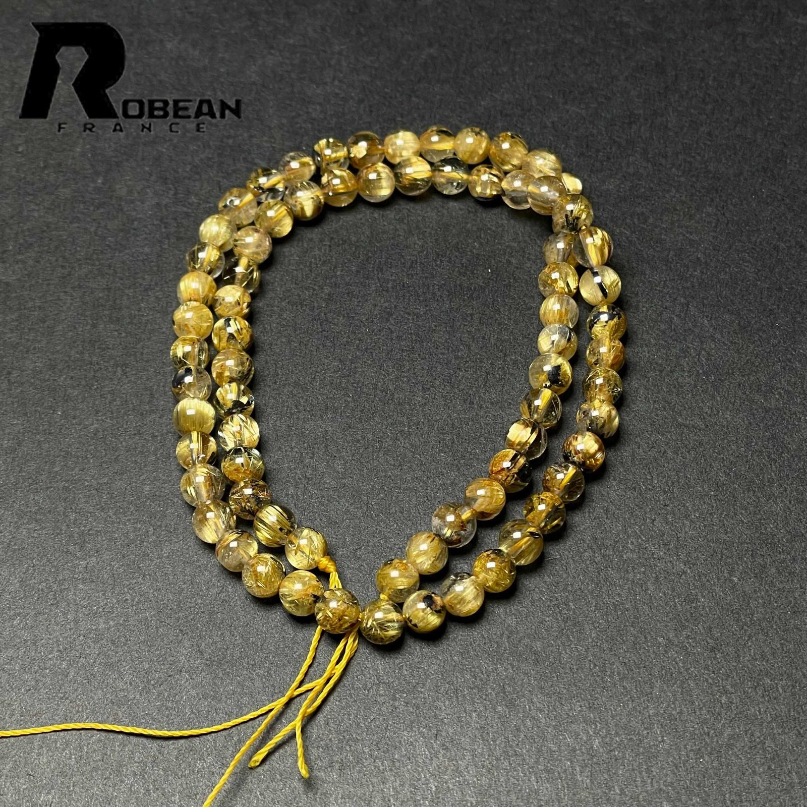 ★特選一連★金運の代表石☆【40cm✴︎ゴールドタイチンルチルさざれ連】❤️ レア EU製 定価10万円☆ROBEAN・太陽花タイチンルチル☆黄金針水晶
