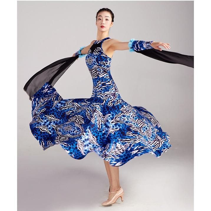 青と黒のレオパード柄ダンスドレス 青と黒のレオパード柄ダンスドレス 青と黒のレオパード柄ダンスドレス