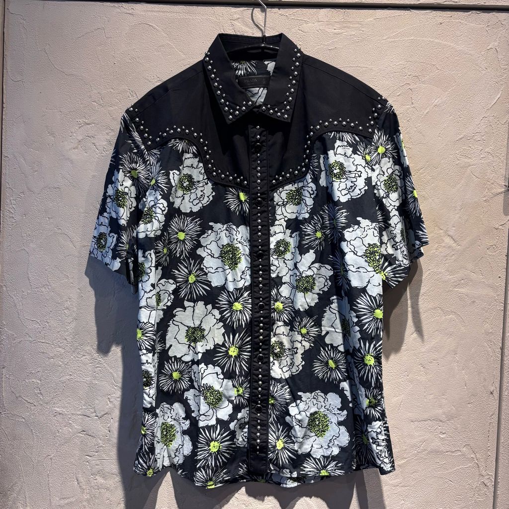 PRADA プラダ 12 SS Studs Shirt 半袖シャツ ブラック size 41 代官山A 11