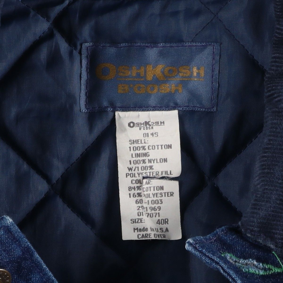 古着 70~80年代 オシュコシュ Osh kosh B'GOSH バットダイ 中綿入り