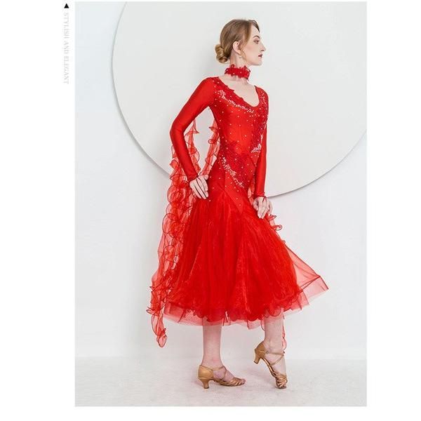 社交ダンス ドレス モダンドレス 社交ダンス衣装 ラテンドレス ワルツダンス マキシ丈 ロング丈 ワンピース