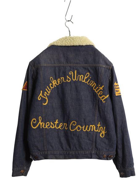 60s 70s ☆ シアーズ ローバックス バットダイ デニム ボア ジャケット