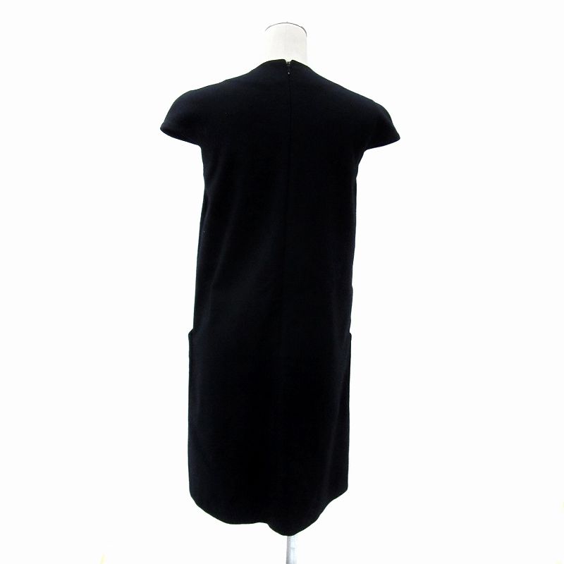 【中古】ヨーコチャン YOKO CHAN クルーネックキャップスリーブワンピース ひざ丈 無地 36 S 紺 YCD-415-211 IBO83 ヨーコチャン YOKO CHAN クルーネックキャップスリーブワンピース ひざ