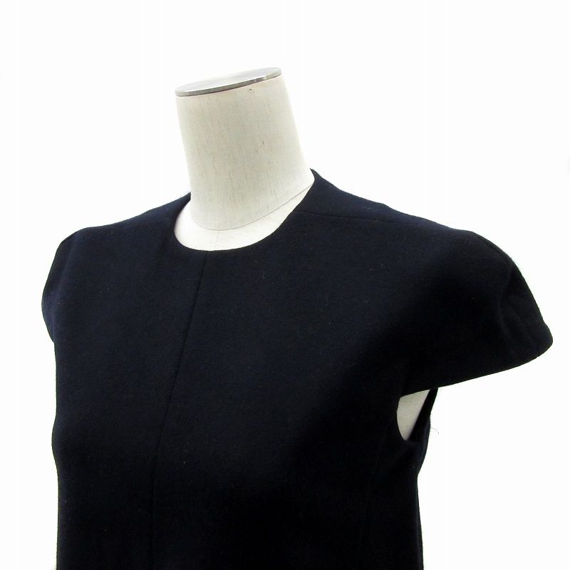 ヨーコチャン YOKO CHAN クルーネックキャップスリーブワンピース ひざ