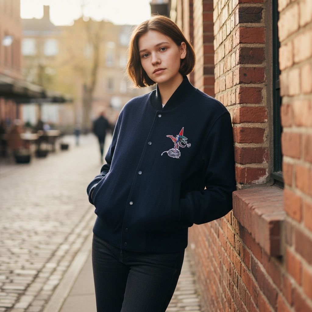 LACOSTE ラコステ スウェットスタジャン スナップボタンジャケット Jean-Paul Goude 刺繍デザイン コットン ネイビー ユニセックス