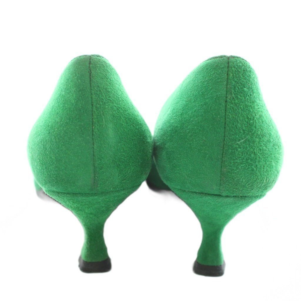 プラダ PRADA パンプス ポインテッドトゥ スエード 34.5 緑 グリーン