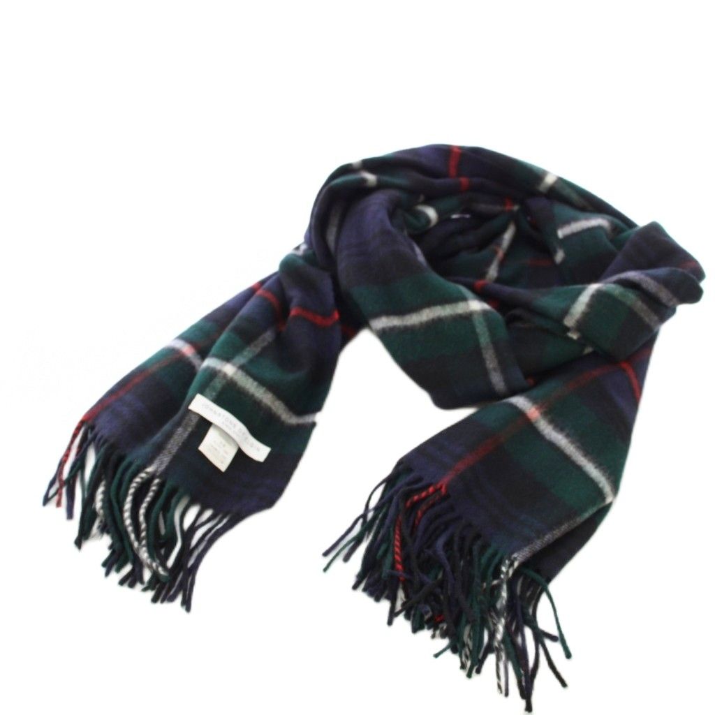 ジョンストンズオブエルガン Johnstons of Elgin ストール マフラー カシミヤ チェック柄 緑 紺 TK