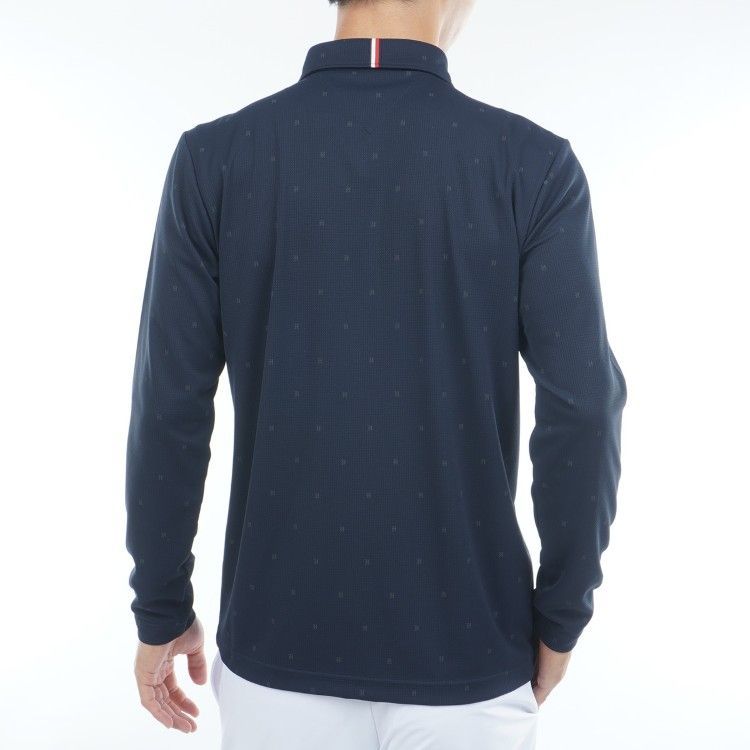 トミーヒルフィガー ゴルフ ポロシャツ メンズ 長袖 シャツ 吸水速乾 UVカット ゴルフウェア ブランド 総柄 ロゴ 春 夏 秋 THMA556 トミーヒルフィガー ゴルフ ポロシャツ メンズ 長袖 シャツ 吸水速乾