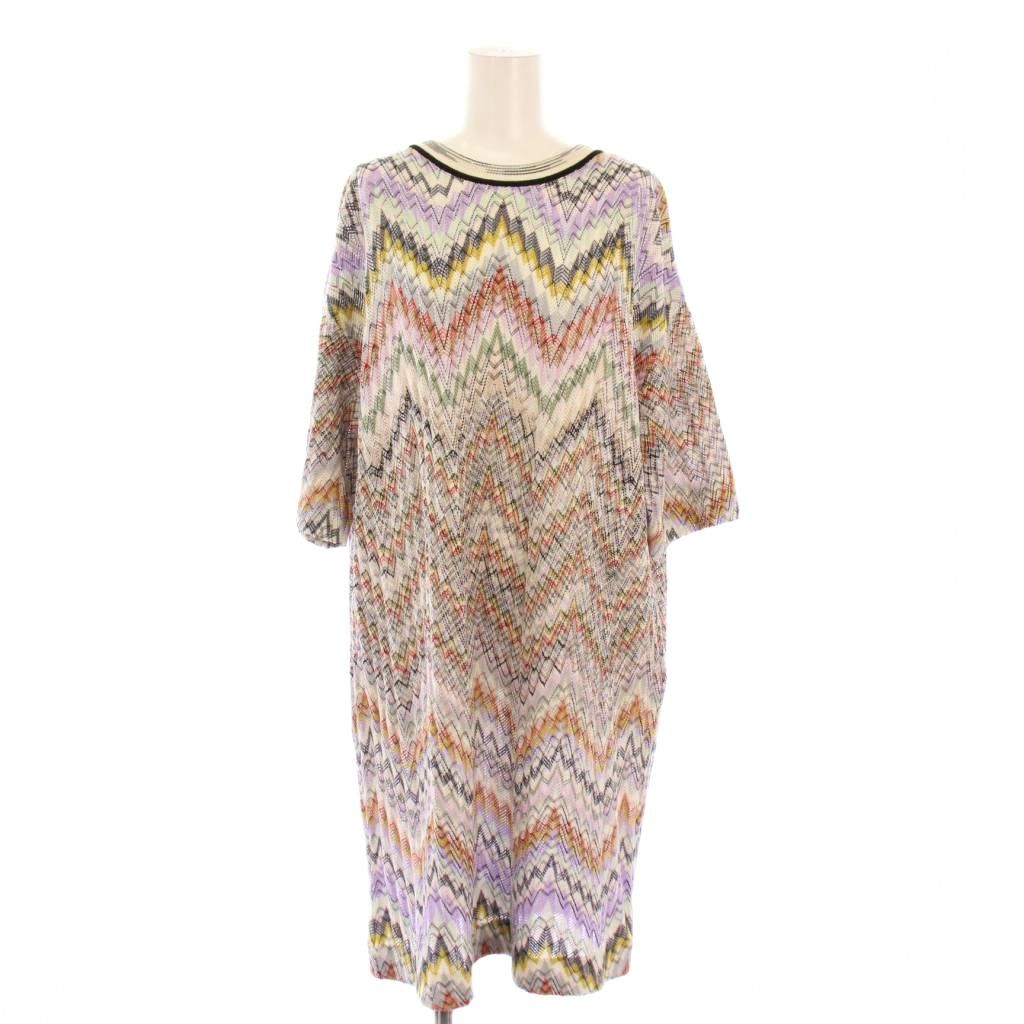 ミッソーニ MISSONI ニットワンピース ミニ丈 半袖 クルーネック