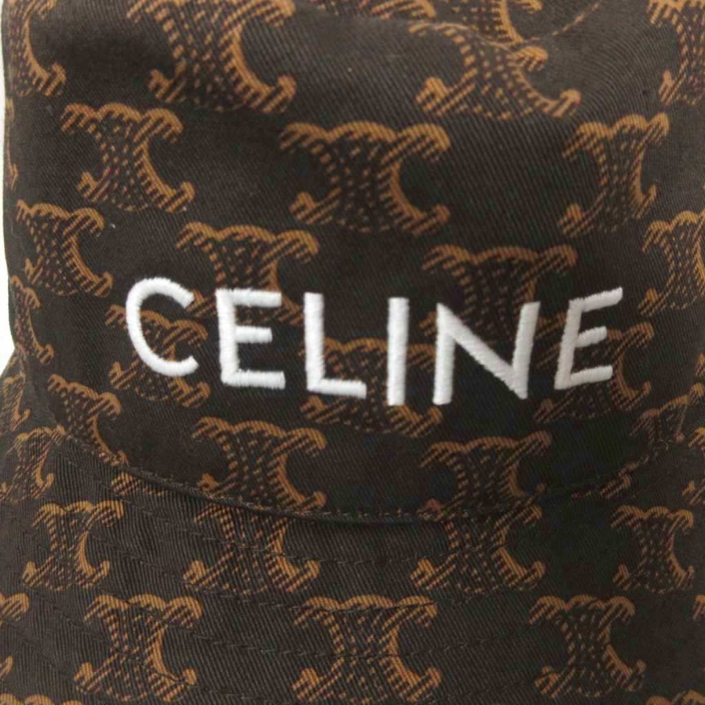 セリーヌ CELINE タグ付 21 AW BUCKET HAT トリオンフ バケットハット 刺繍ロゴ 帽子 茶 ブラウン MNK 3 その他 帽子 レディース