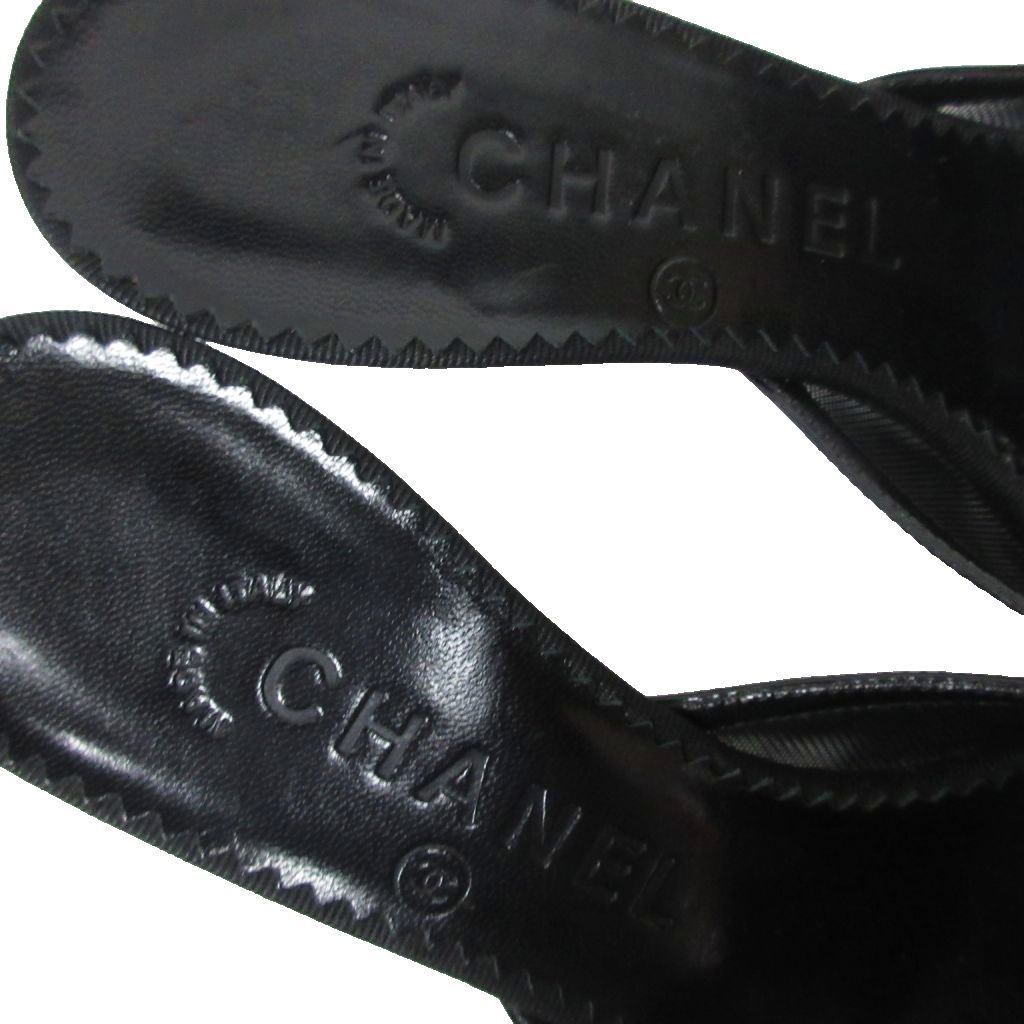 シャネル CHANEL カメリア サンダル ミュール ラムスキン ココマーク