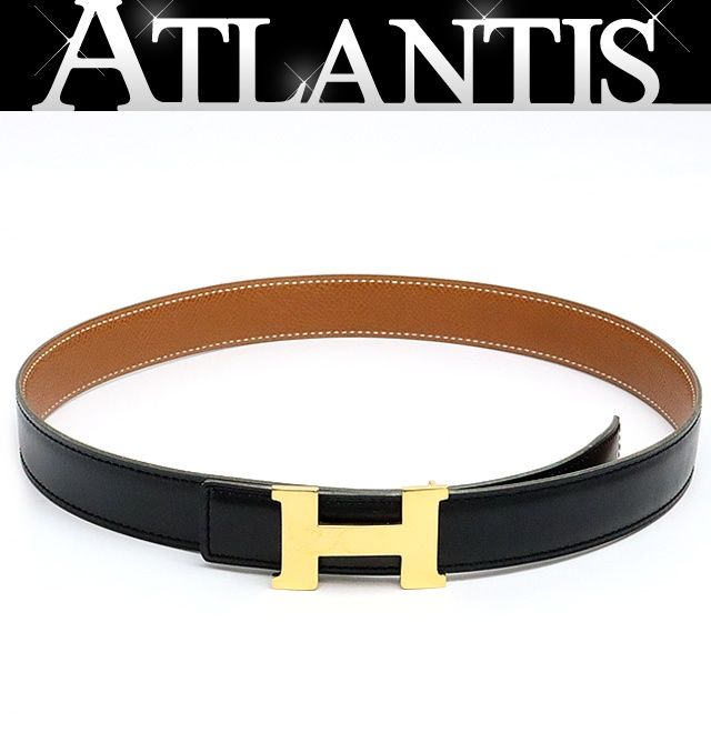 極美品❣️ミニコンスタンス　リバーシブル　Hベルト　24mm 黒　ゴールド　65 広尾店】 エルメス HERMES ミニコンスタンス リバーシブル Hベルト