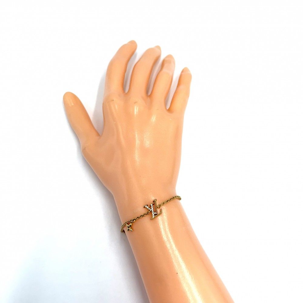 ルイヴィトン ブレスレット レディース モノグラムフラワー LV アイコニック アクセサリー アジャスター付き LOUIS VUITTON ラインストーン M 00587 ゴールド 約3.6 g 品