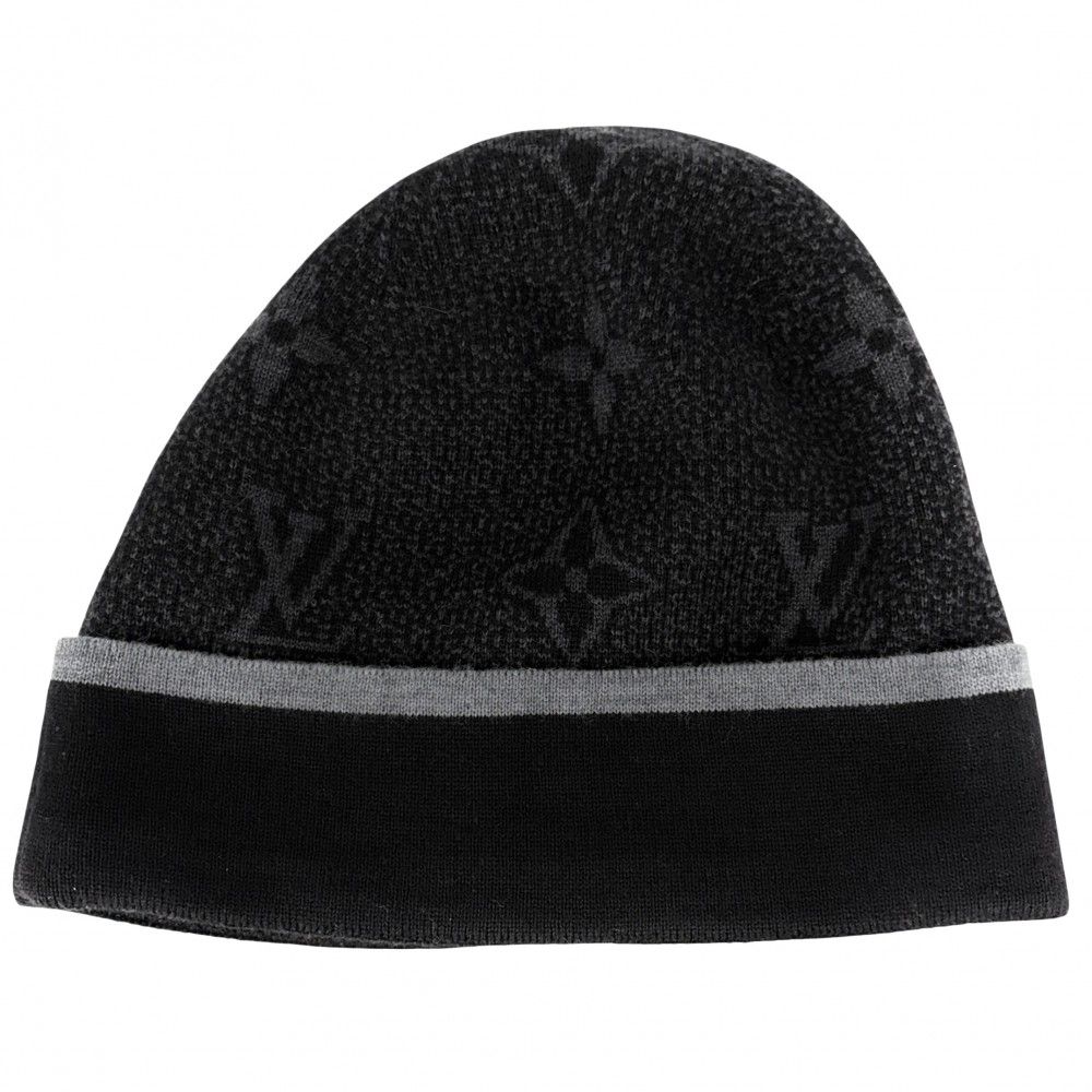ルイヴィトン ニットキャップ メンズ ビーニー マイ モノグラムエクリプス ニット帽 帽子 ファッションアイテム LOUIS VUITTON M 73469 ウール ブラック 黒 秋 冬 品