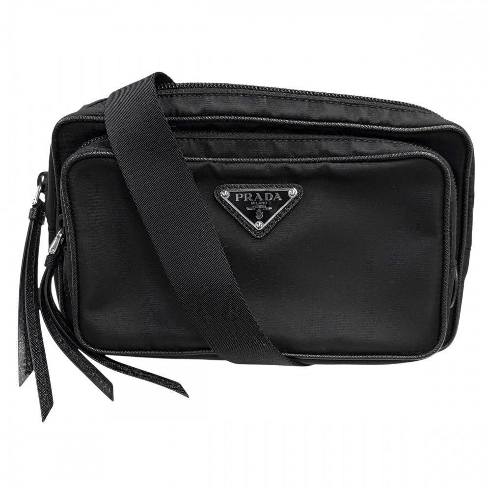 プラダ ウエストバッグ メンズ トライアングルロゴ ボディバッグ 斜め掛け PRADA 1 BL 009 ナイロン ブラック 黒 シルバー金具 品