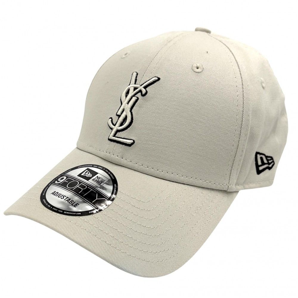 サンローランパリ キャップ メンズ ニューエラコラボ YSLモノグラム ベースボールキャップ 帽子 ERA SAINT LAURENT PARIS 687687 コットン アイボリー シルバー金具 品