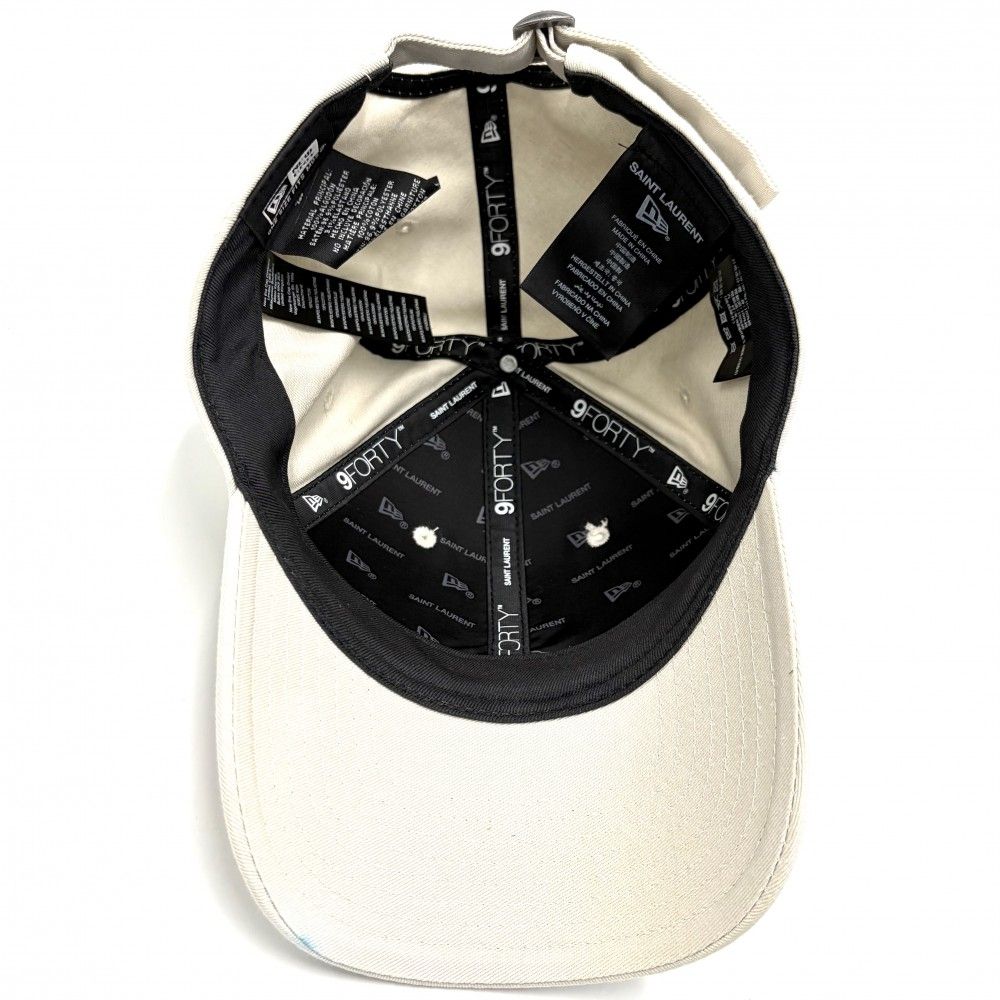 サンローランパリ キャップ メンズ ニューエラコラボ YSLモノグラム ベースボールキャップ 帽子 ERA SAINT LAURENT PARIS 687687 コットン アイボリー シルバー金具 品