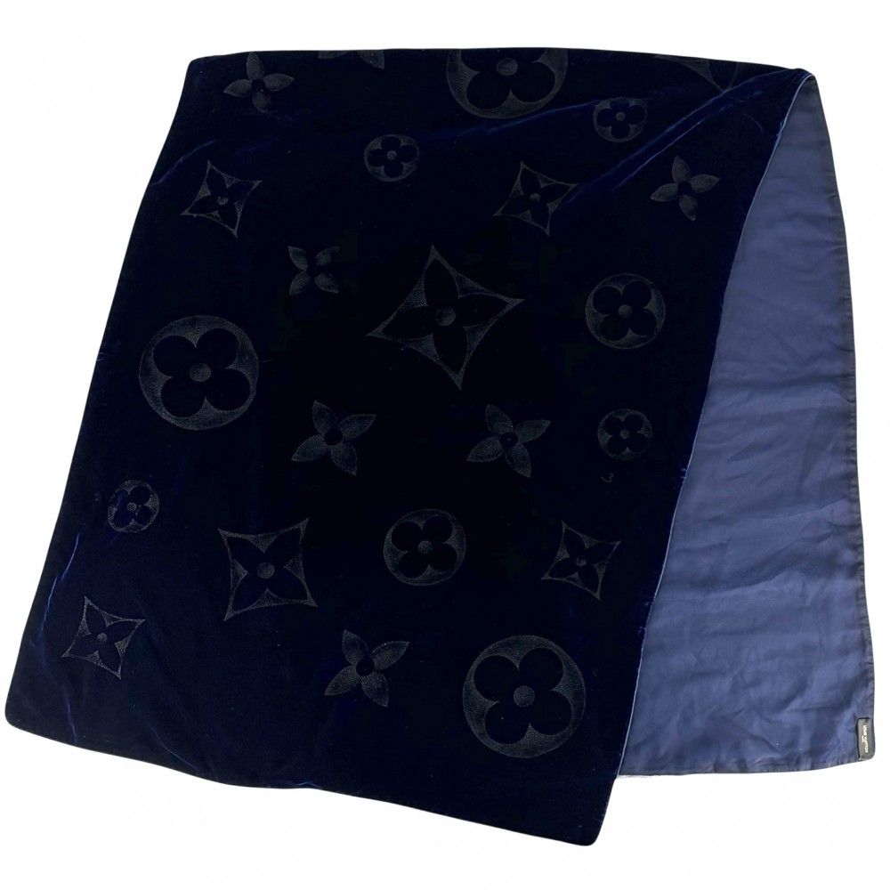 ルイヴィトン ストール レディース モノグラム エシャルプ ブランケット ベルベット LOUIS VUITTON レーヨン シルク ネイビー 紺 品