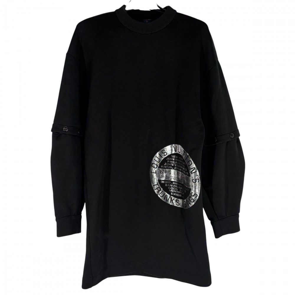 ルイヴィトン ワンピース レディース 2 WAY スウェットワンピース ロゴ 服 アパレル LOUIS VUITTON XS ブラック 黒 シルバー金具 コットン ナイロン 春 秋 冬 品