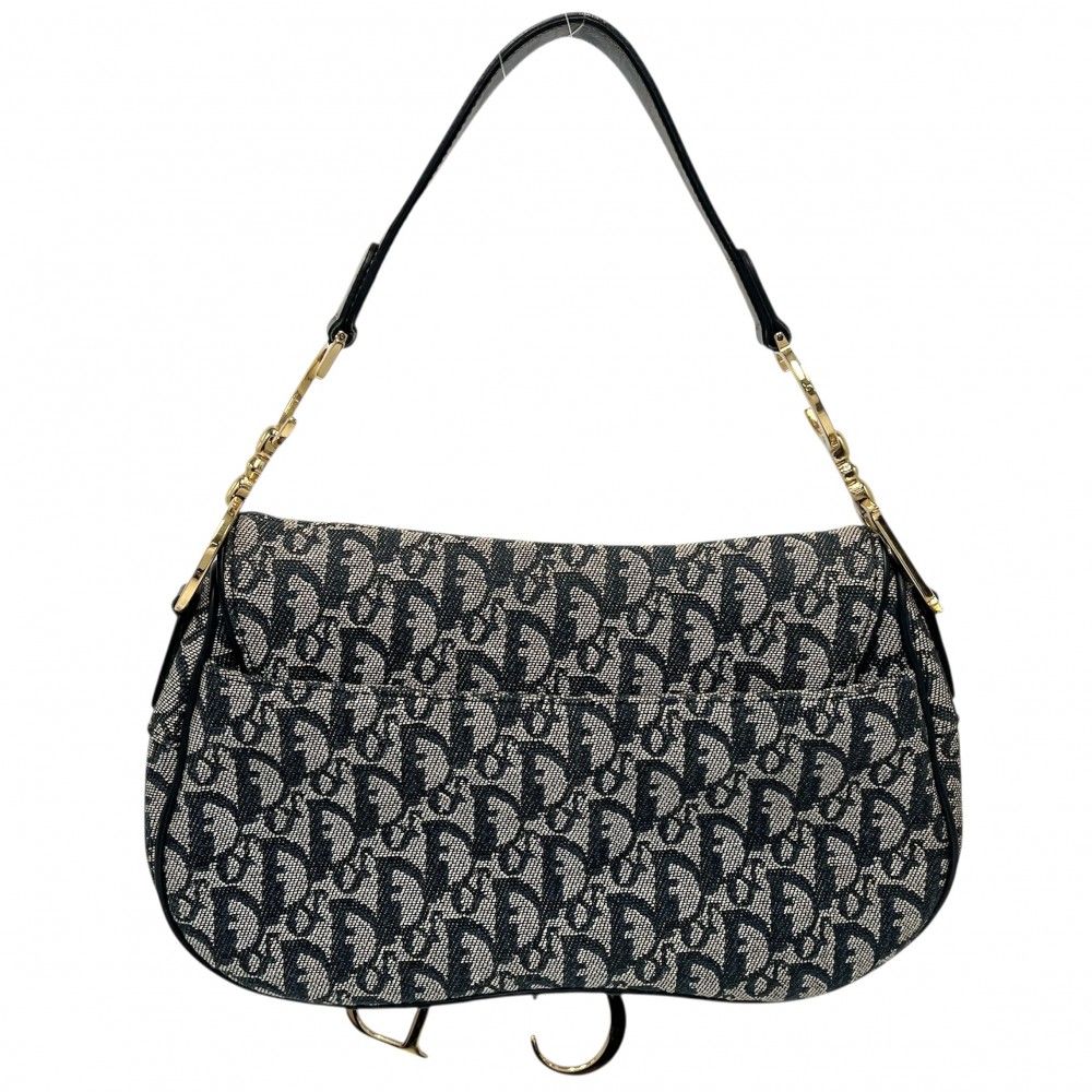 【美品】クリスチャンディオール ダブルサドル ハンドバッグ レザー デニム クリスチャンディオール ハンドバッグ レディース ダブルサドルバッグ