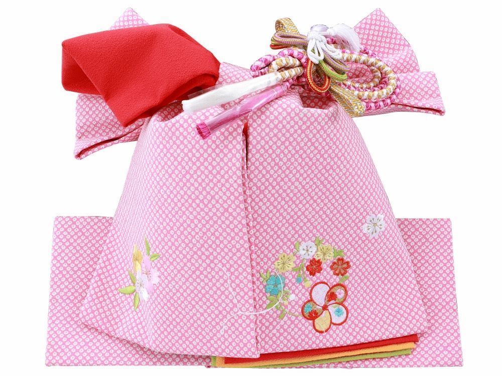 七五三 七歳用 結び帯 大寸 作り帯 単品 新品 疋田 絞り柄 ピンク