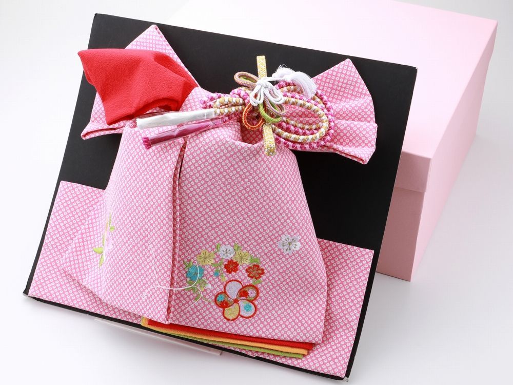 七五三 七歳用 結び帯 大寸 作り帯 単品 新品 疋田 絞り柄 ピンク