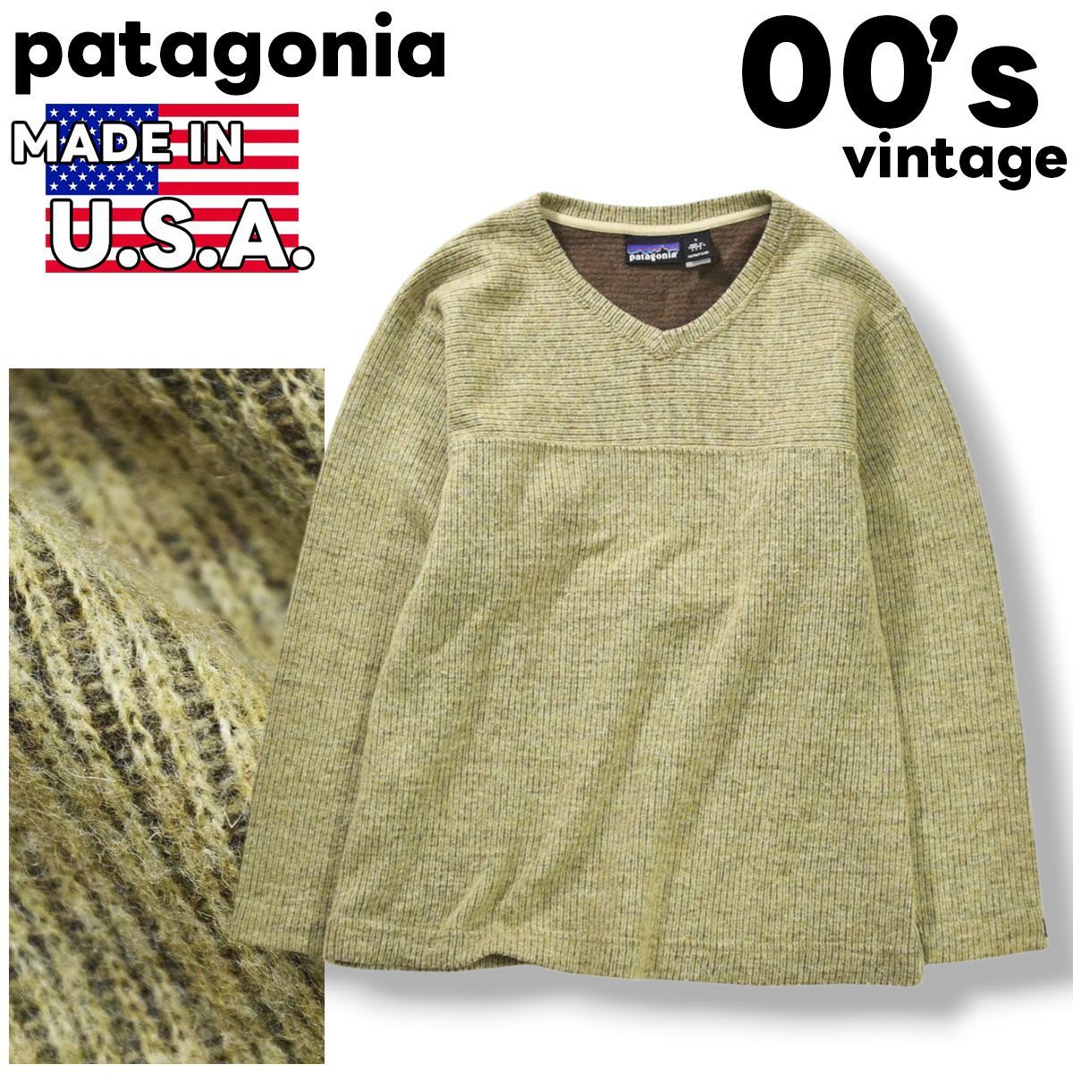 上質】 00s ヴィンテージ USA製 パタゴニア patagonia Vネック ニット