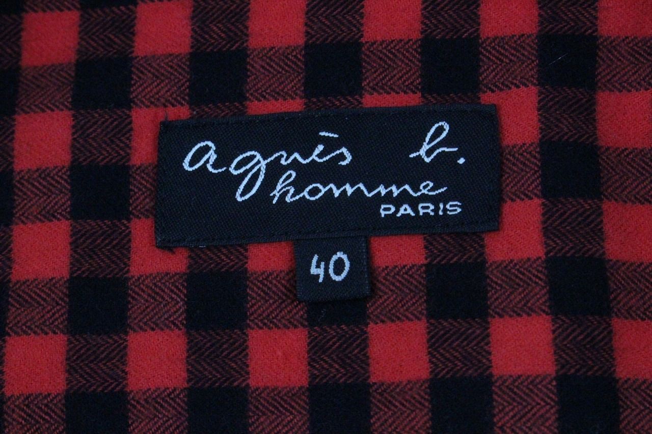 agnes b. アニエス・ベー 長袖シャツ ネルシャツ 綿100％ レッド 