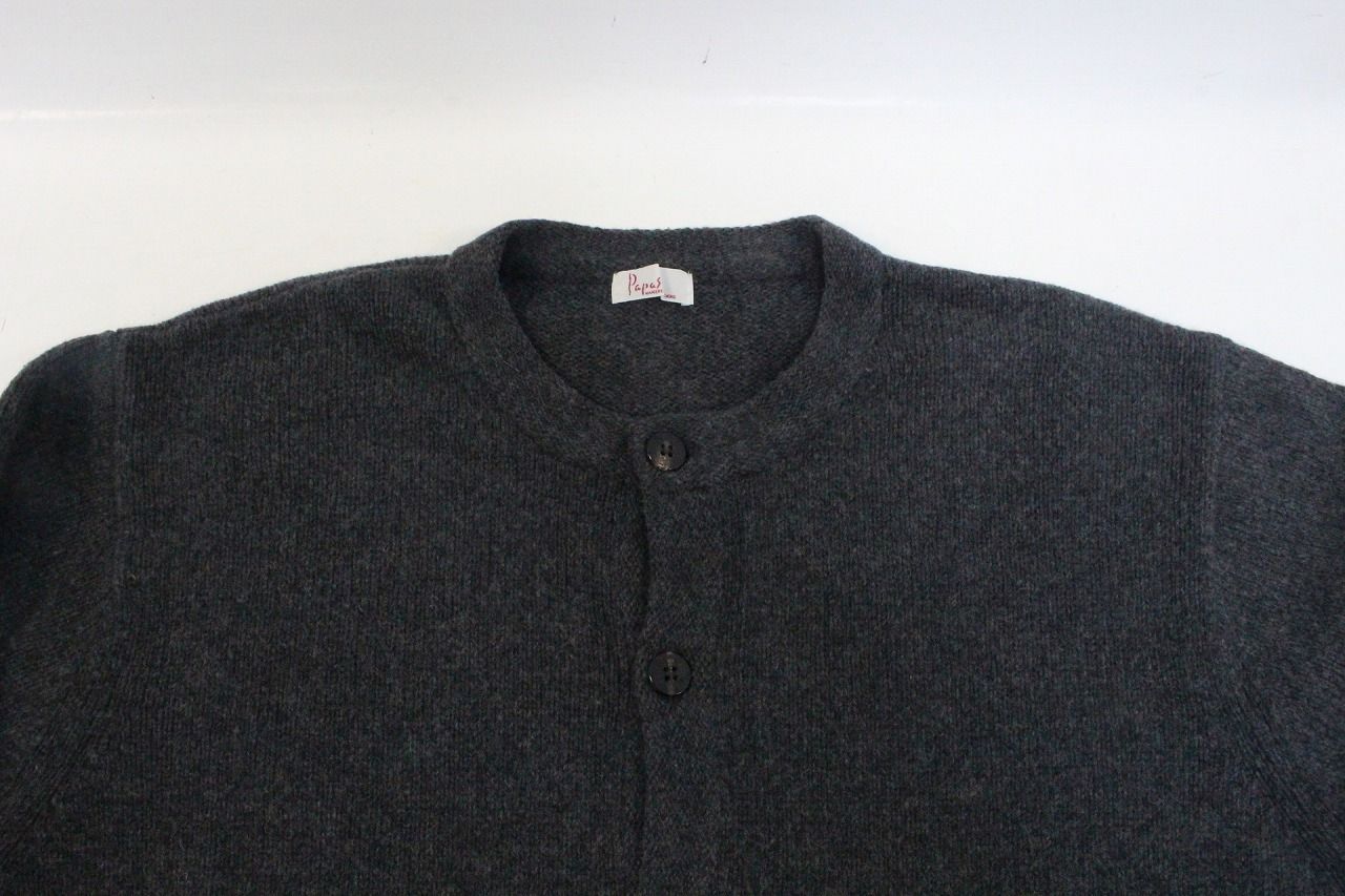 PAPAS パパス ニットカーディガン グレー系 Lサイズ メンズ 11-K129/1