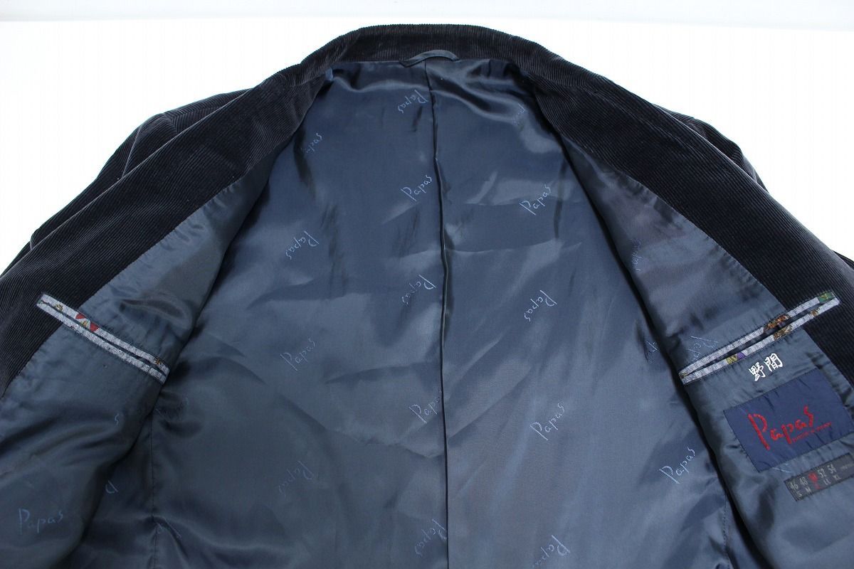 PAPAS パパス コーデュロイ テーラードジャケット カシミヤ混 50 L