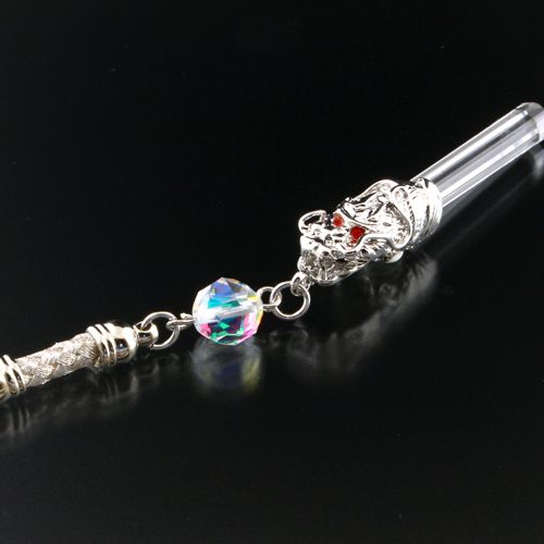 竜神水晶ストラップ 黄金龍お守り付き