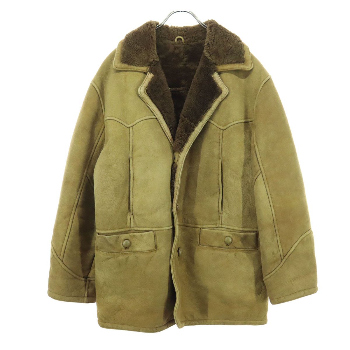 MAgLIA ROSSA 長袖 ムートンジャケット 9 ブラウン 羊革 メンズ MAgLIA ROSSA 長袖 ムートンジャケット 9 ブラウン 羊革 メンズ 古着