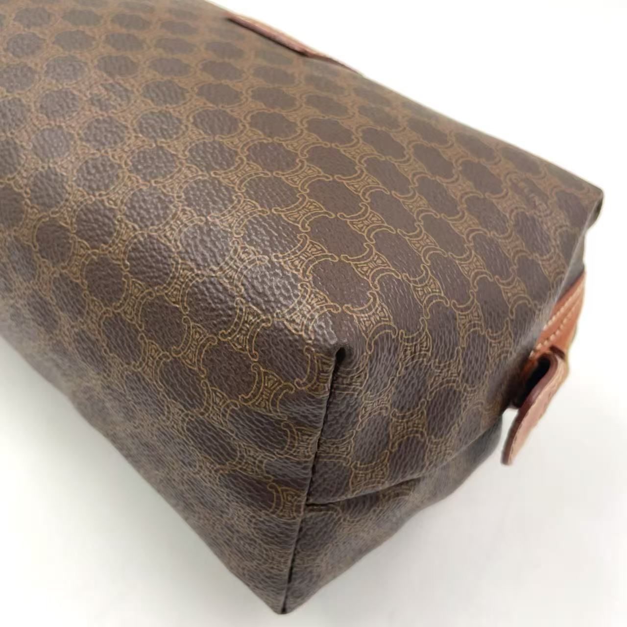 CELINE マカダム柄 レザー×PVC ダークブラウン×ブラウン ポーチ