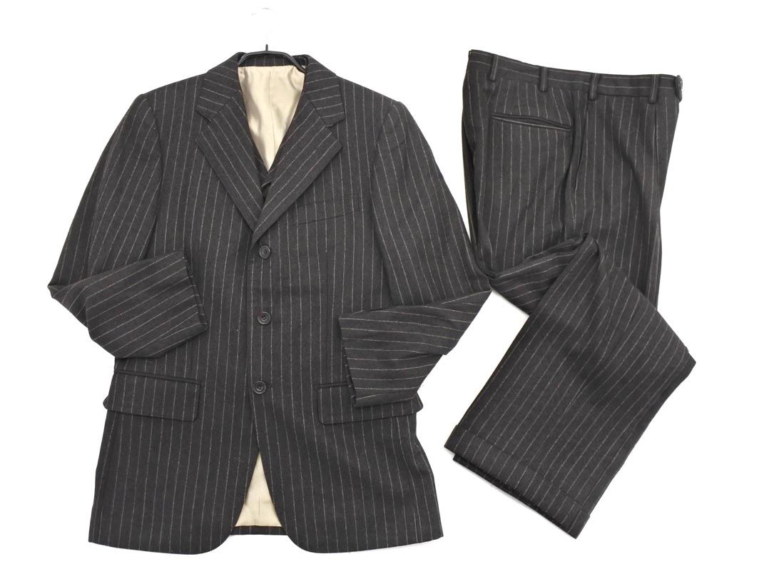 BROOKS BROTHERS ブルックスブラザーズ ウール100% ストライプ スリーピース スーツ セットアップ sizePS05 L44 A067 02/チャコール ◇■◎メンズ