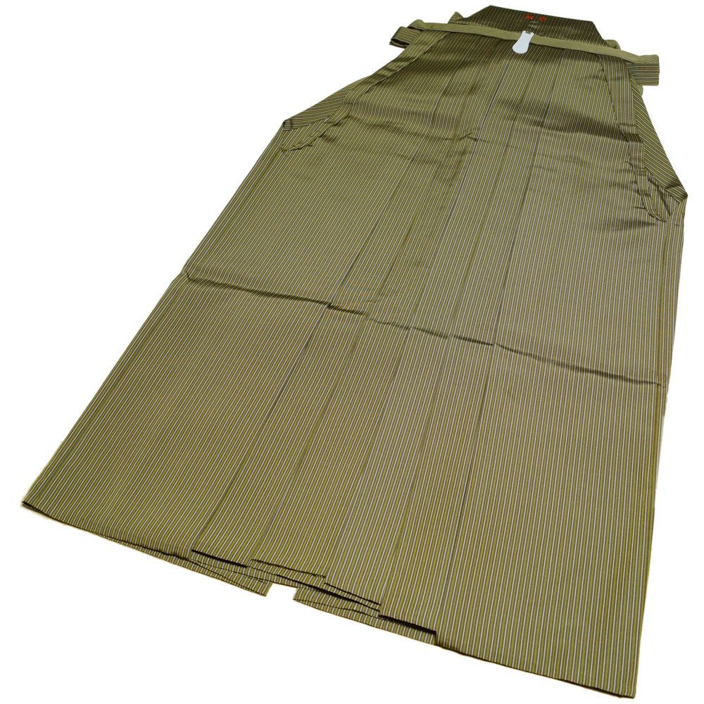 袴 縞模様 男物 馬乗り型 股あり 紐下93 cm Lサイズ 正絹 馬乗型 ズボンタイプ 男 お茶 紋付き袴 仕舞 弓道 居合 結婚式 メンズ着物 和服 リサイクル 男着物 アウトレット メンズ 男性 男袴 紳士 リサイクル着物