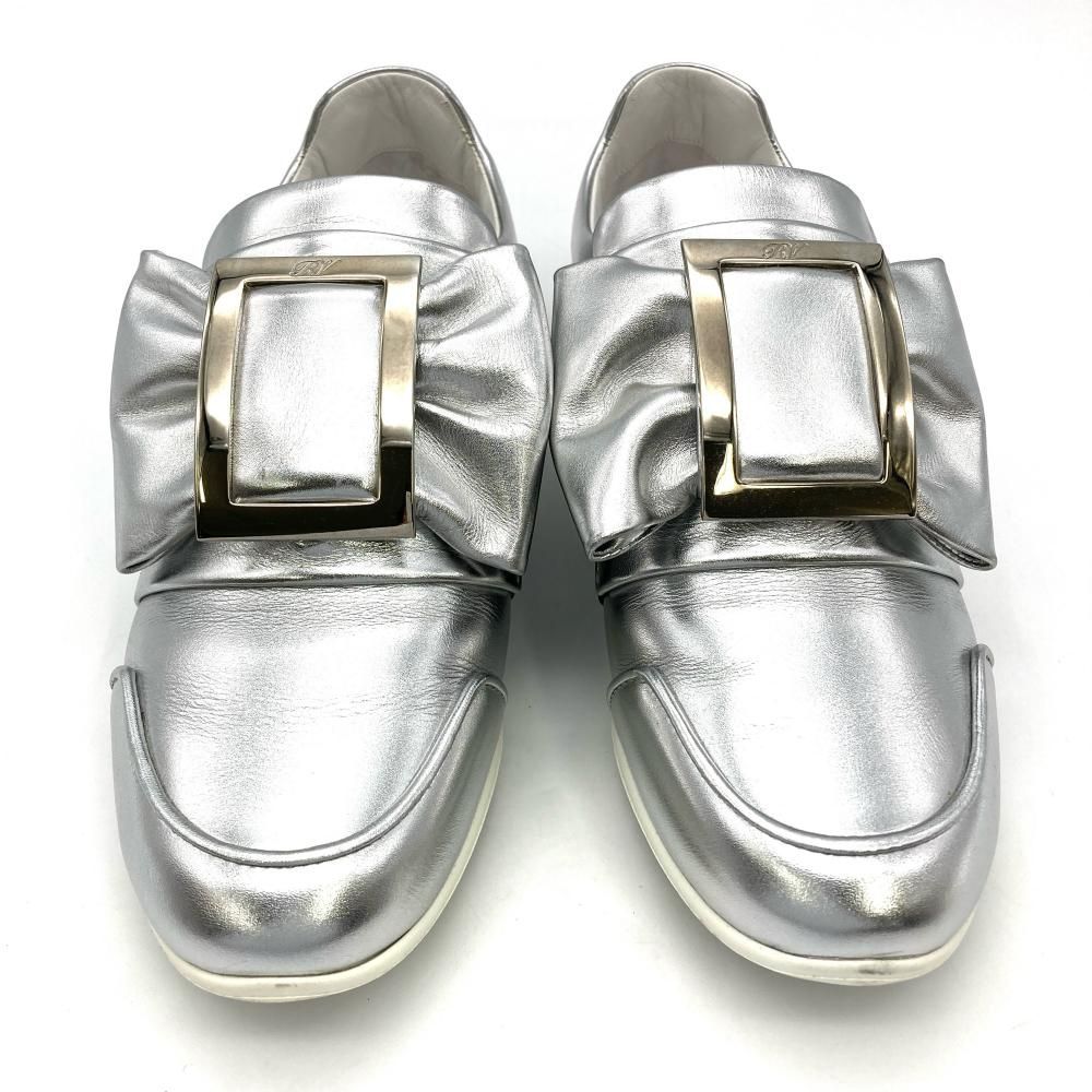 ロジェヴィヴィエ Roger vivier リボン スニーカー レザー シルバー 35 