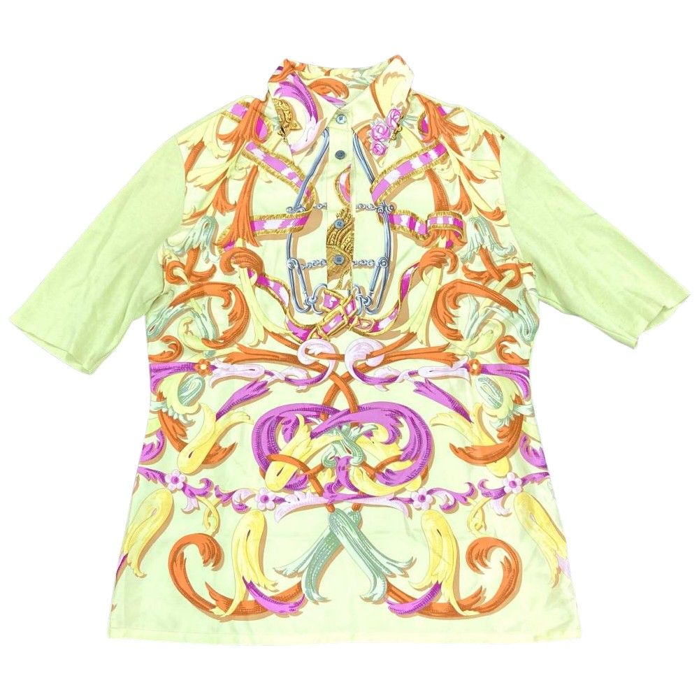 エルメス HERMES 半袖シャツ シルク コットン イエロー M【】 コレクション