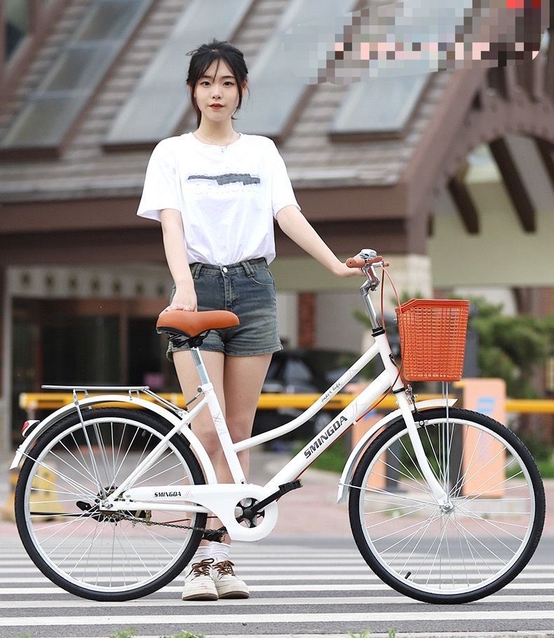 大好評 シティサイクル 自転車24 インチシングルスピード 7段変速ギア ママチャリ 街乗り 通勤 通学 おしゃれ