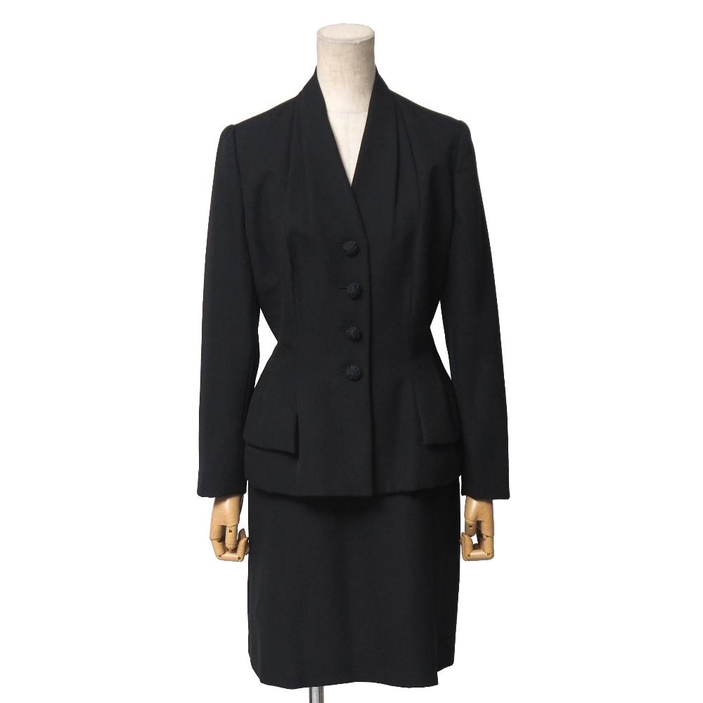 Christian Dior クリスチャンディオール ヴィンテージ スカートスーツ サイズ38 ガリアーノ期 テーラード ブレザー シングル ジャケット ひざ丈 フ スカート ブランド古着 |RA 6723