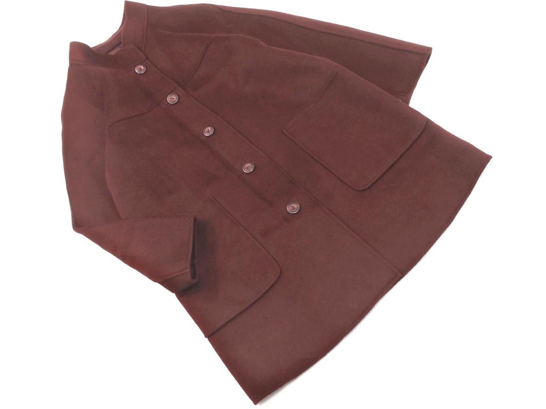 Leilian レリアン カシミヤ混 スタンドカラー コート size9/ボルドー