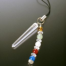 六方剣水晶 カラフル宝石ストラップ ラッキー 幸せカード付き