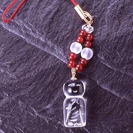 素朴でかわいらしいお地蔵さま しあわせを招く”お守りストラップ 水晶地蔵 幸運ストラップ