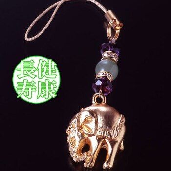 神の使い 象 の幸運ストラップ ラッキー象 天然石ストラップ