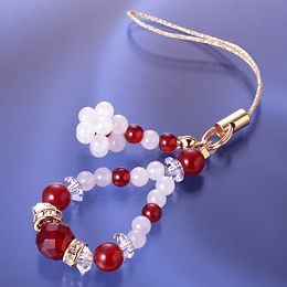 ローズ赤めのう幸運ストラップ