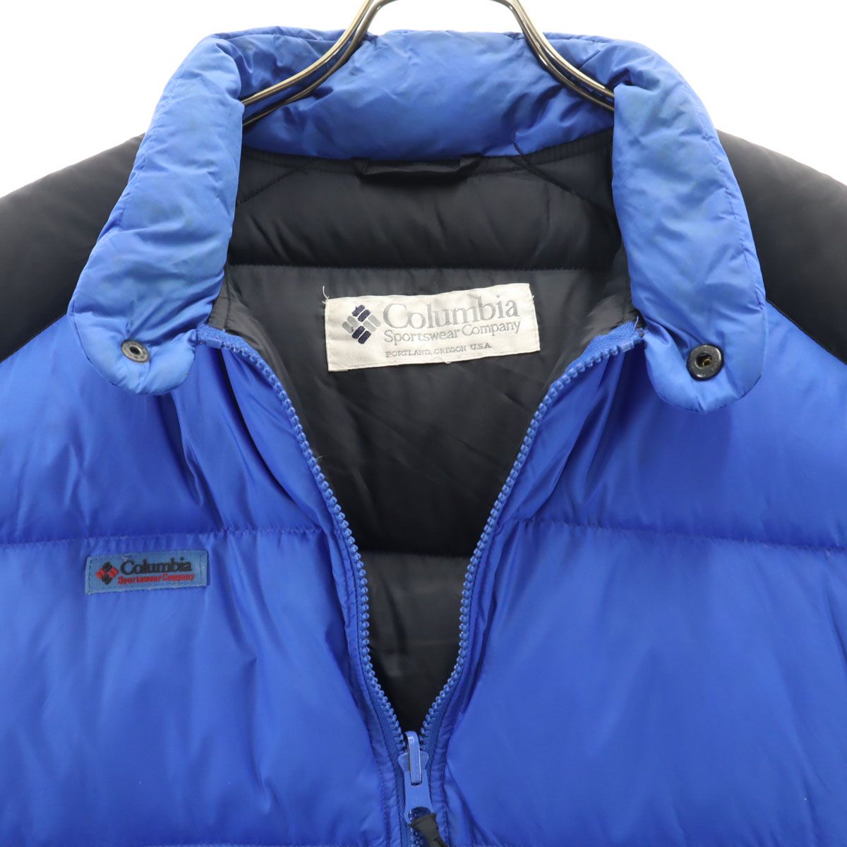 Columbia コロンビア ダウンベスト ブルー アウトドア メンズ 古着 
