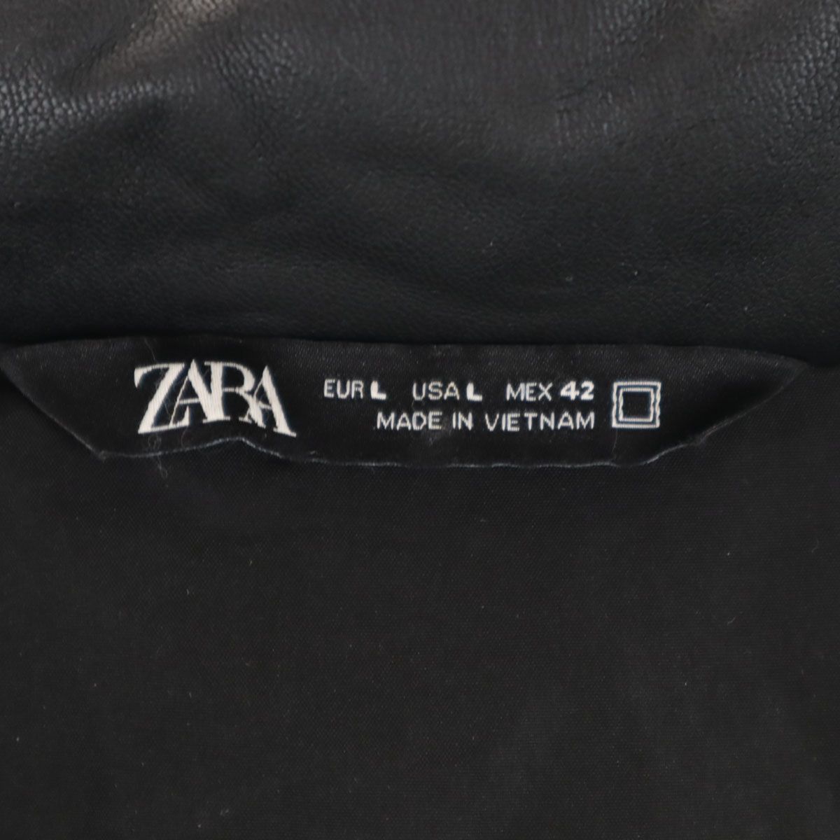 ZARA ザラ フェイクレザー 中綿ジャケット L ブラック メンズ 古着 