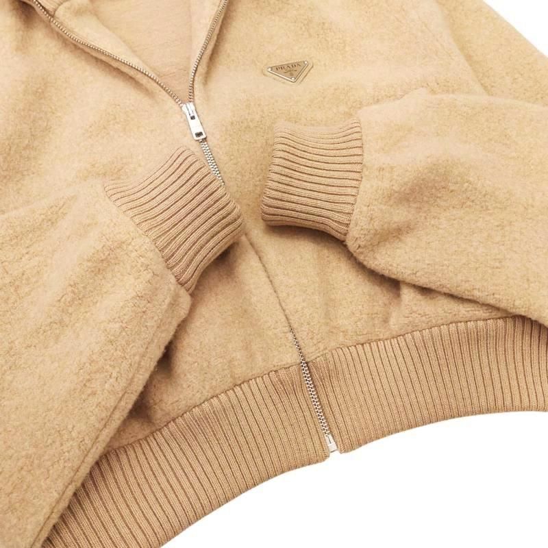 プラダ PRADA 美品 カシミヤ フリースジップジャケット ブルゾン 切替
