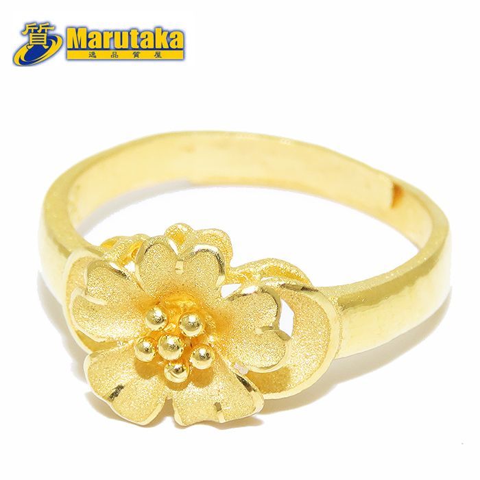 フラワー モチーフ リング K23 3.7g フリーサイズ 現状11号 YG 花型